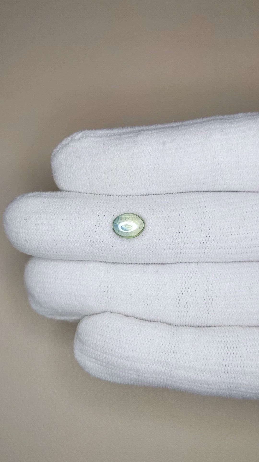 1.28 Ct. Bluish Green Cabochon Sapphire from Montana Size Video