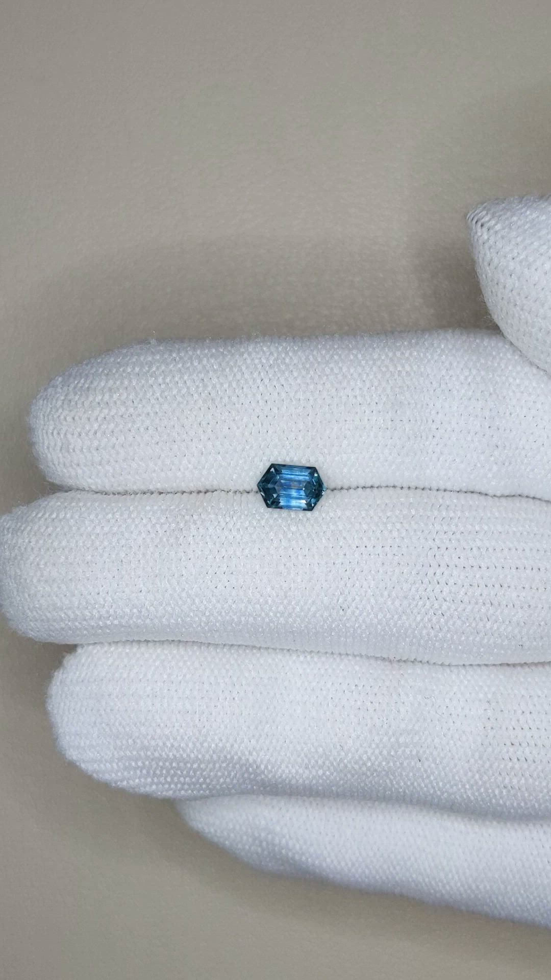 0.82 Ct. Greenish Blue Sapphire from Montana Size Video
