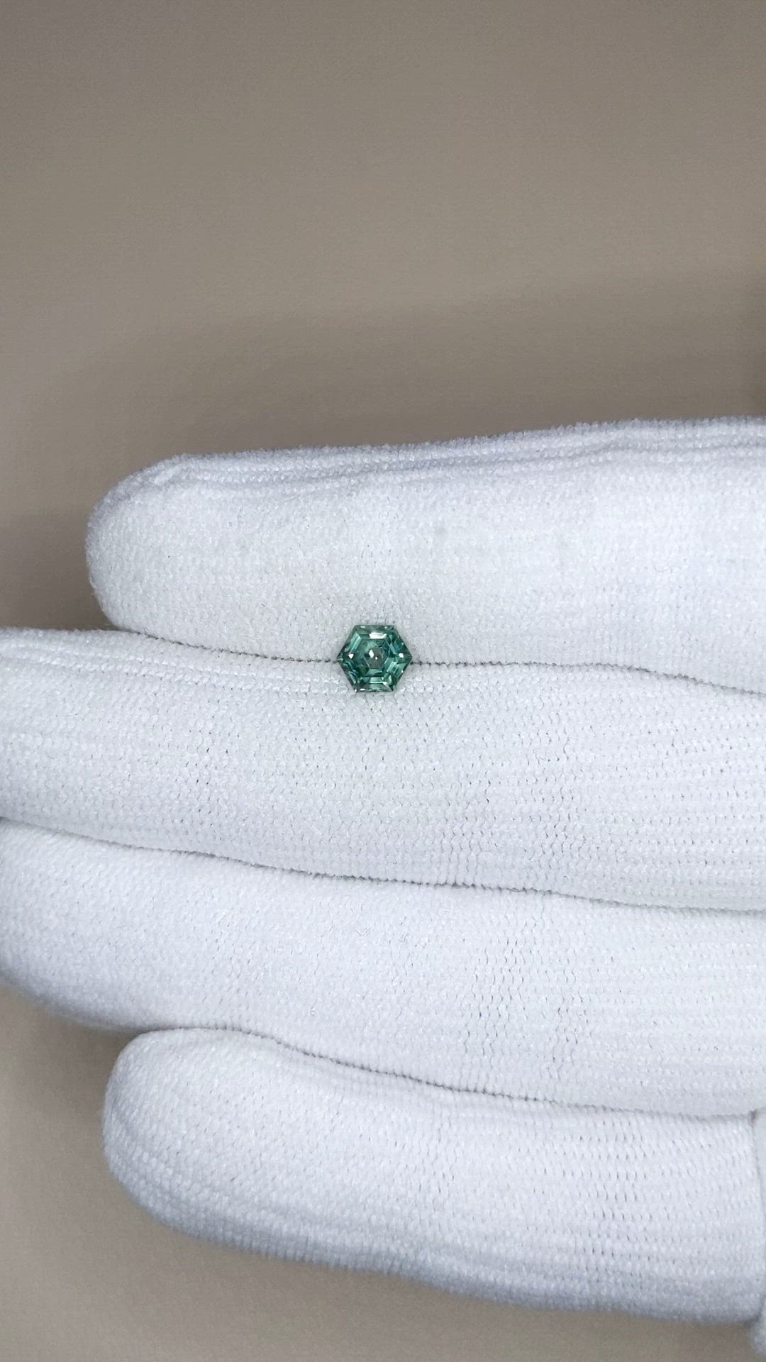0.74 Ct. Bluish Green Sapphire from Montana Size Video