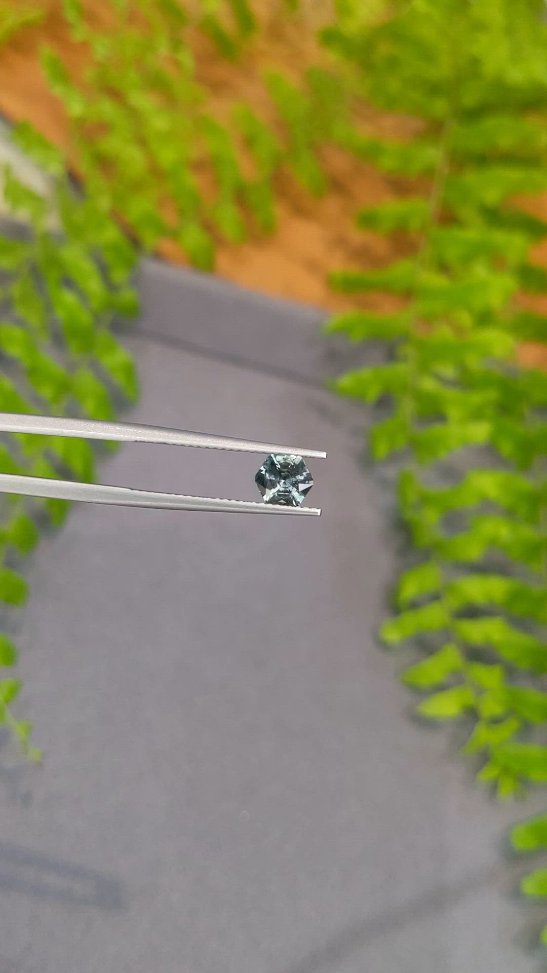 0.88 Ct. Bluish Green Sapphire from Montana Size Video
