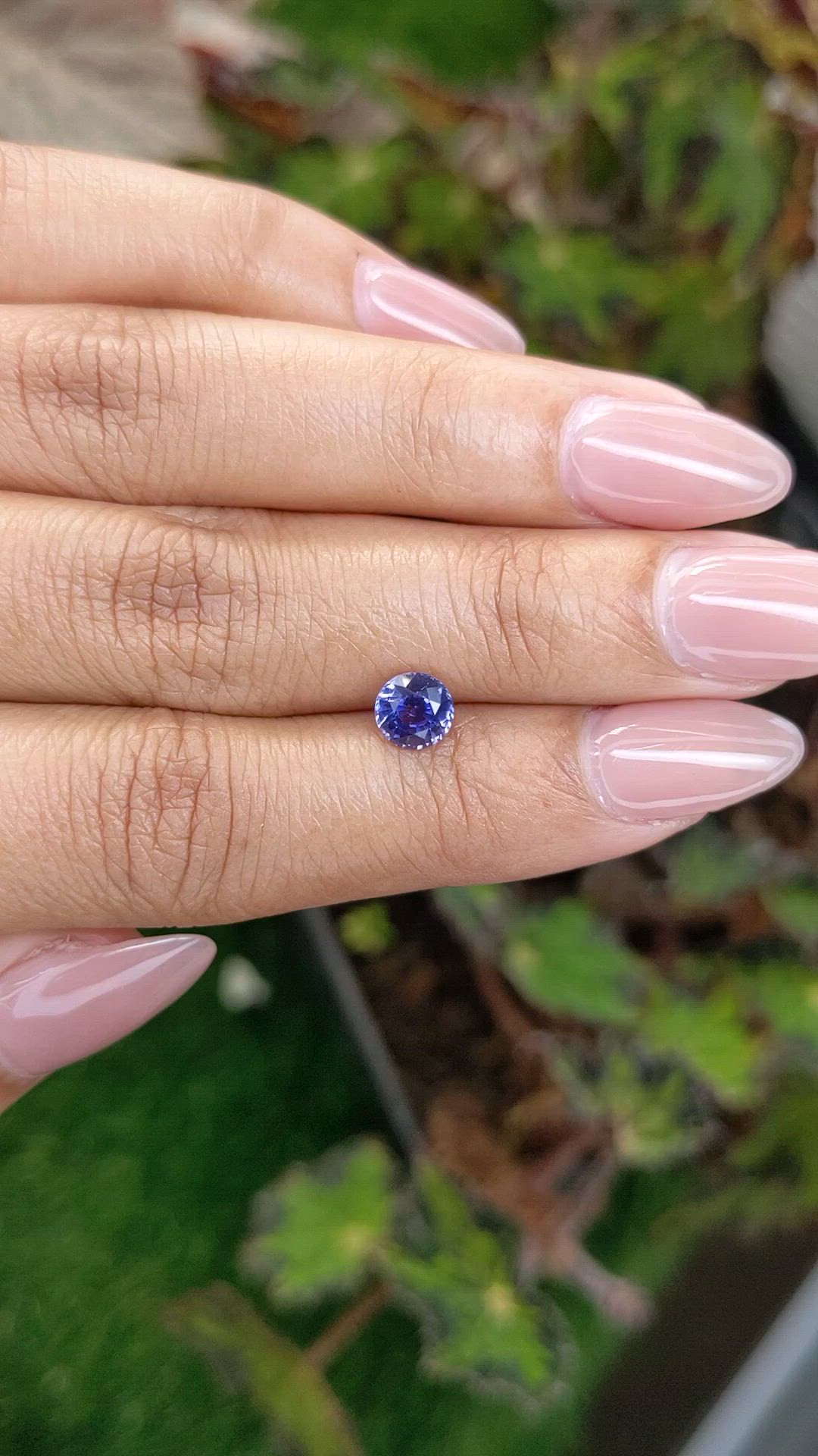 1.04 Ct. Purplish Blue Sapphire from Ceylon (Sri Lanka) Size Video