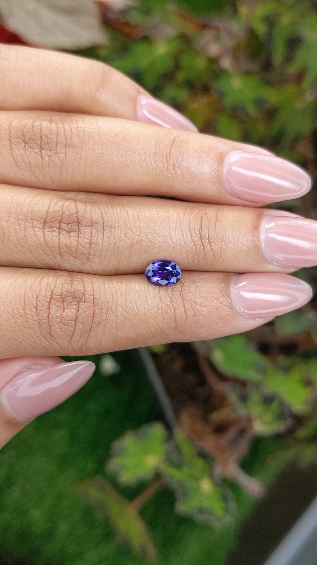 0.94 Ct. Purplish Blue Sapphire from Ceylon (Sri Lanka) Size Video