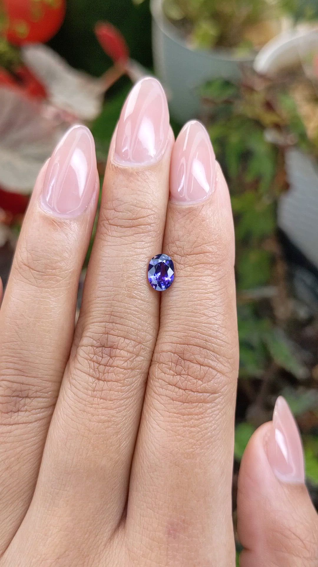 0.94 Ct. Purplish Blue Sapphire from Ceylon (Sri Lanka) Size Video