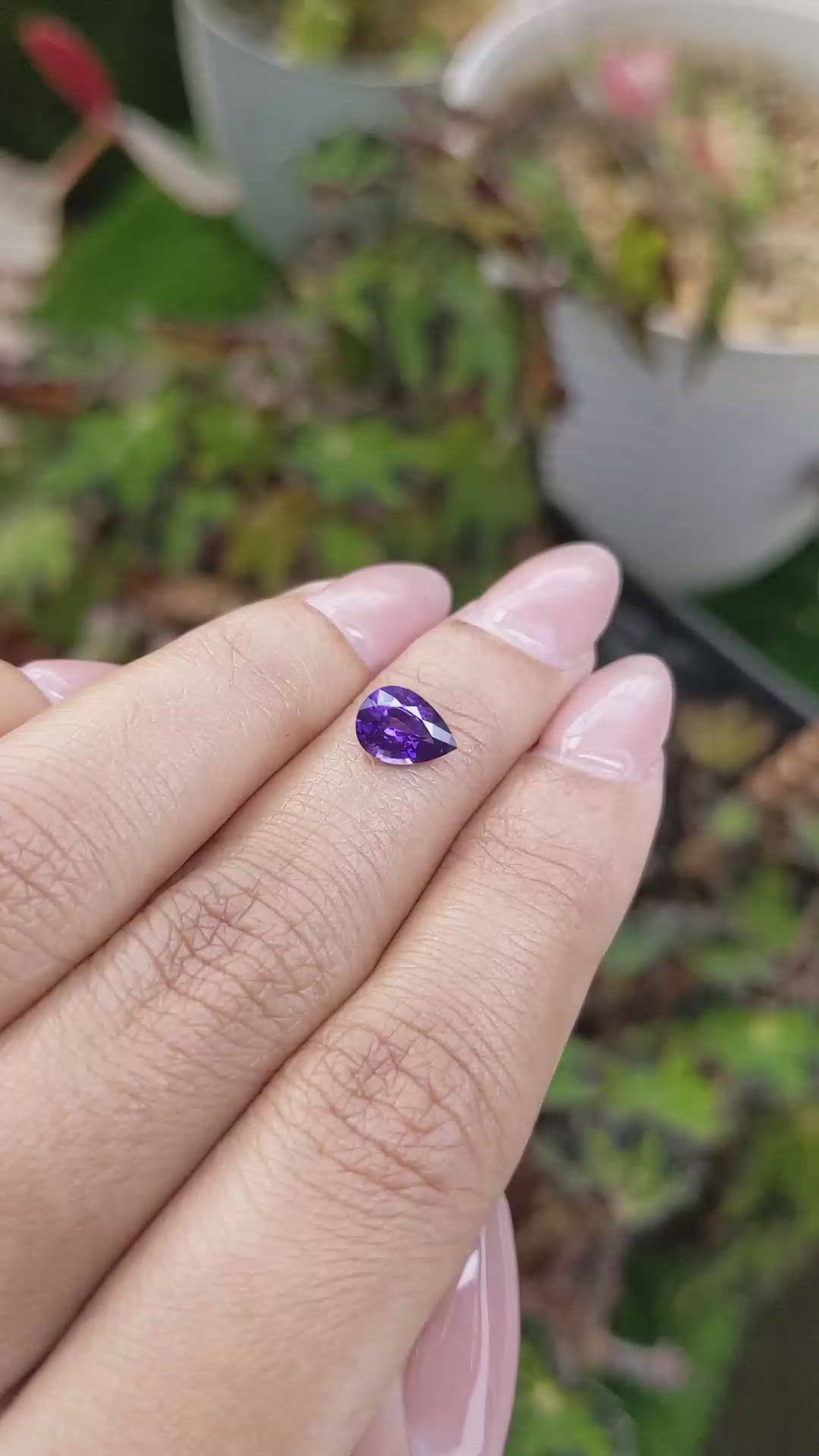 0.75 Ct. Bluish Purple Sapphire from Ceylon (Sri Lanka) Size Video