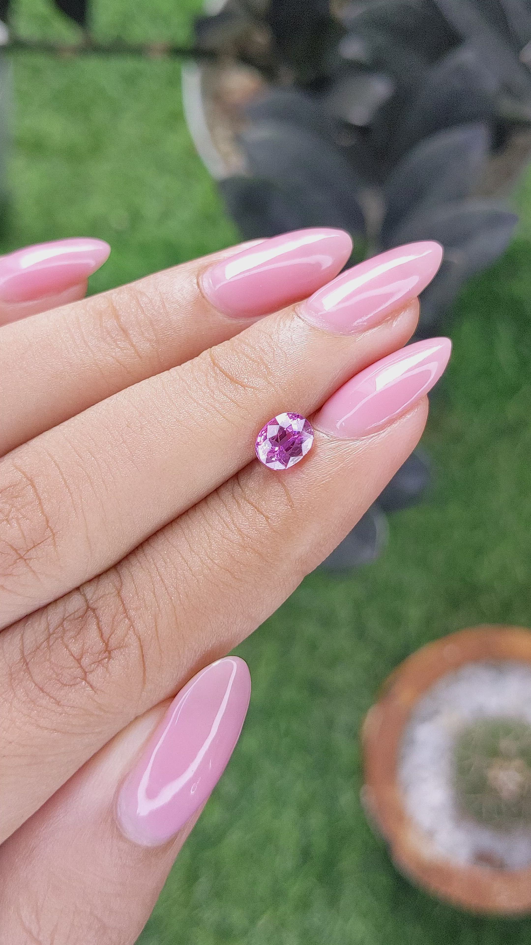 1.03 Ct. Purplish Pink Sapphire from Madagascar Size Video