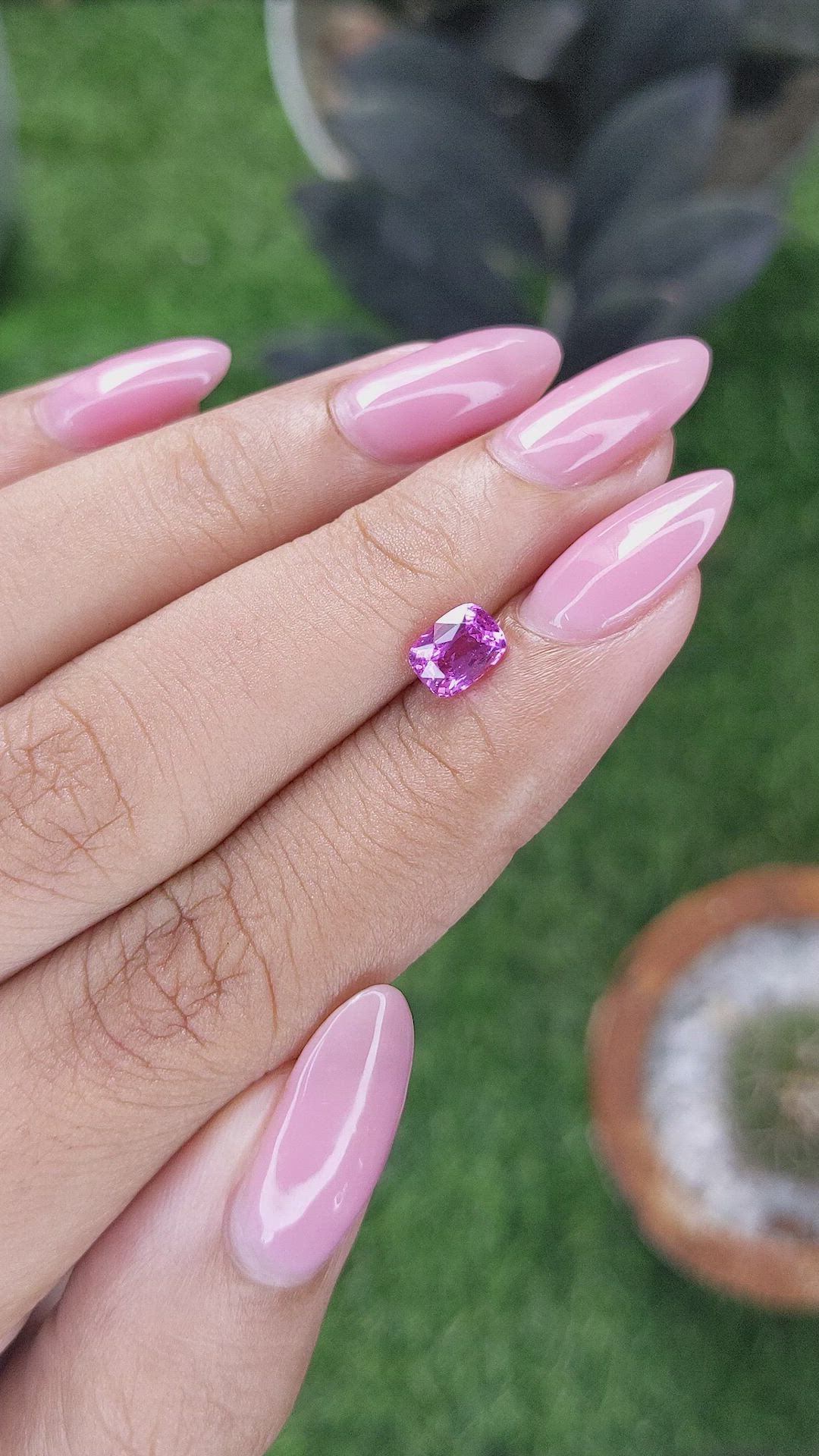 1.01 Ct. Pinkish Purple Sapphire from Madagascar Size Video