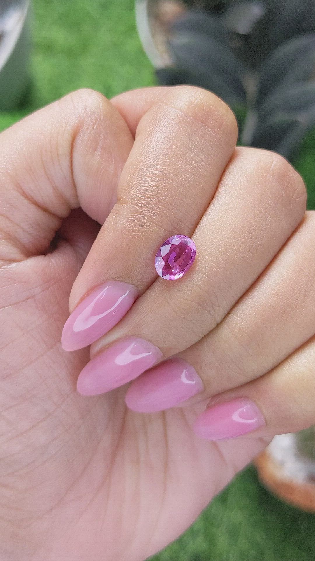 1.17 Ct. Purplish Pink Sapphire from Madagascar Size Video