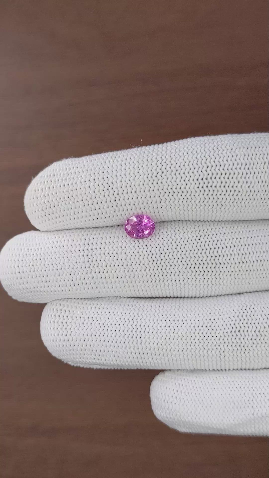1.07 Ct. Purplish Pink Sapphire from Madagascar Size Video
