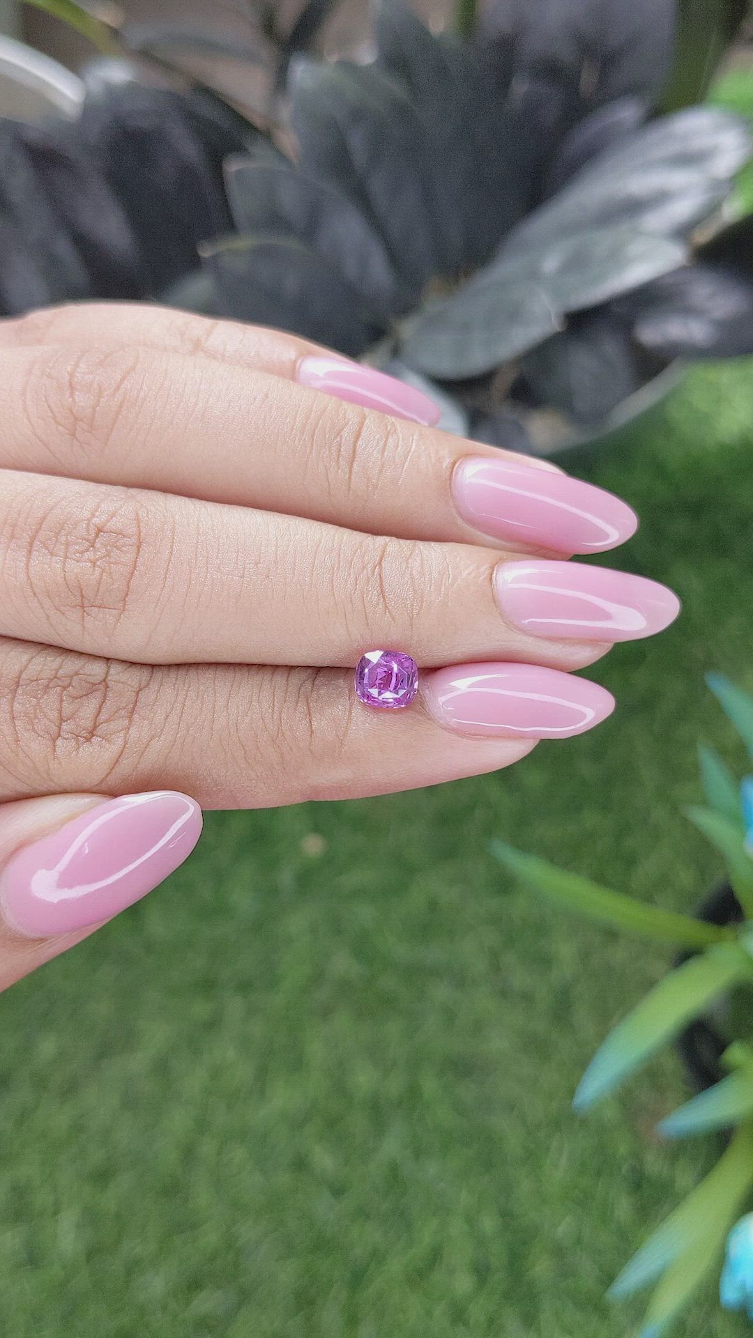 1.01 Ct. Pinkish Purple Sapphire from Madagascar Size Video