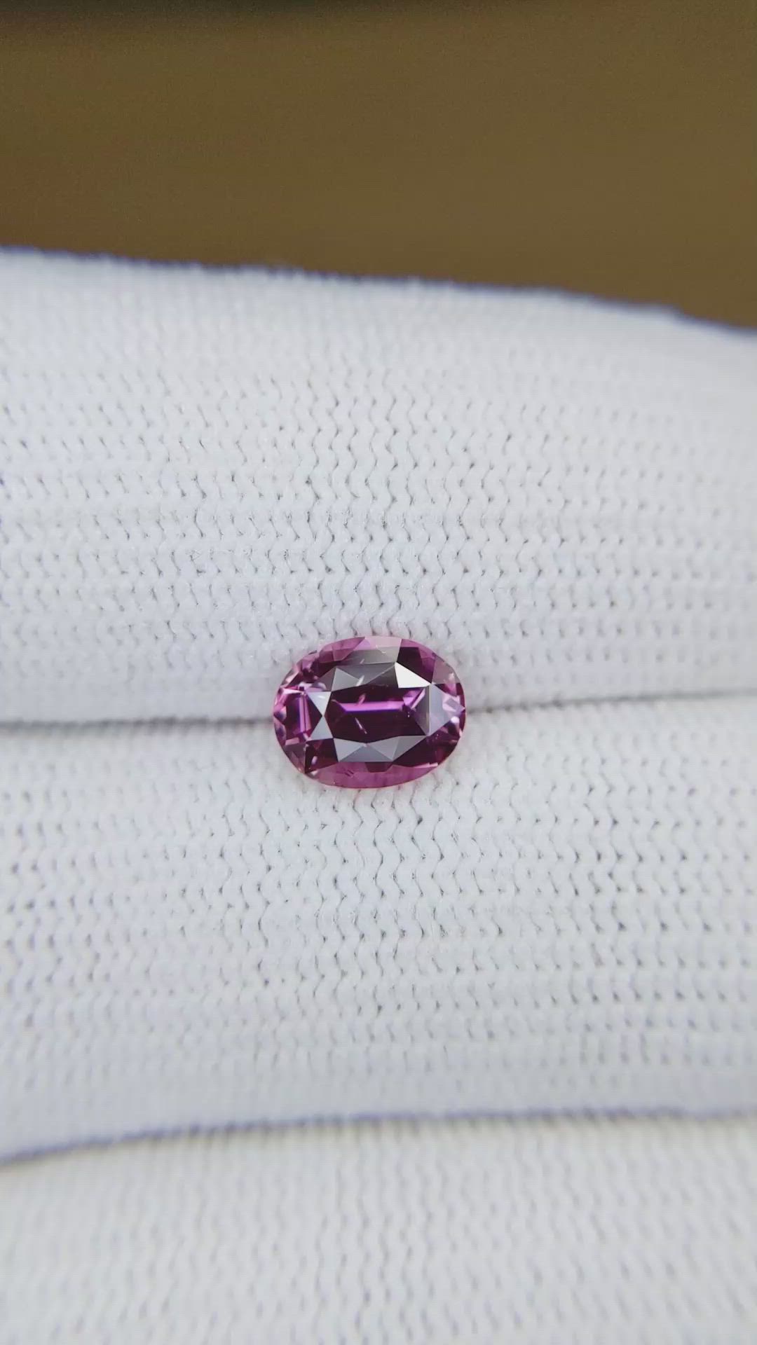 1.54 Ct. Purplish Pink Sapphire from Madagascar Size Video