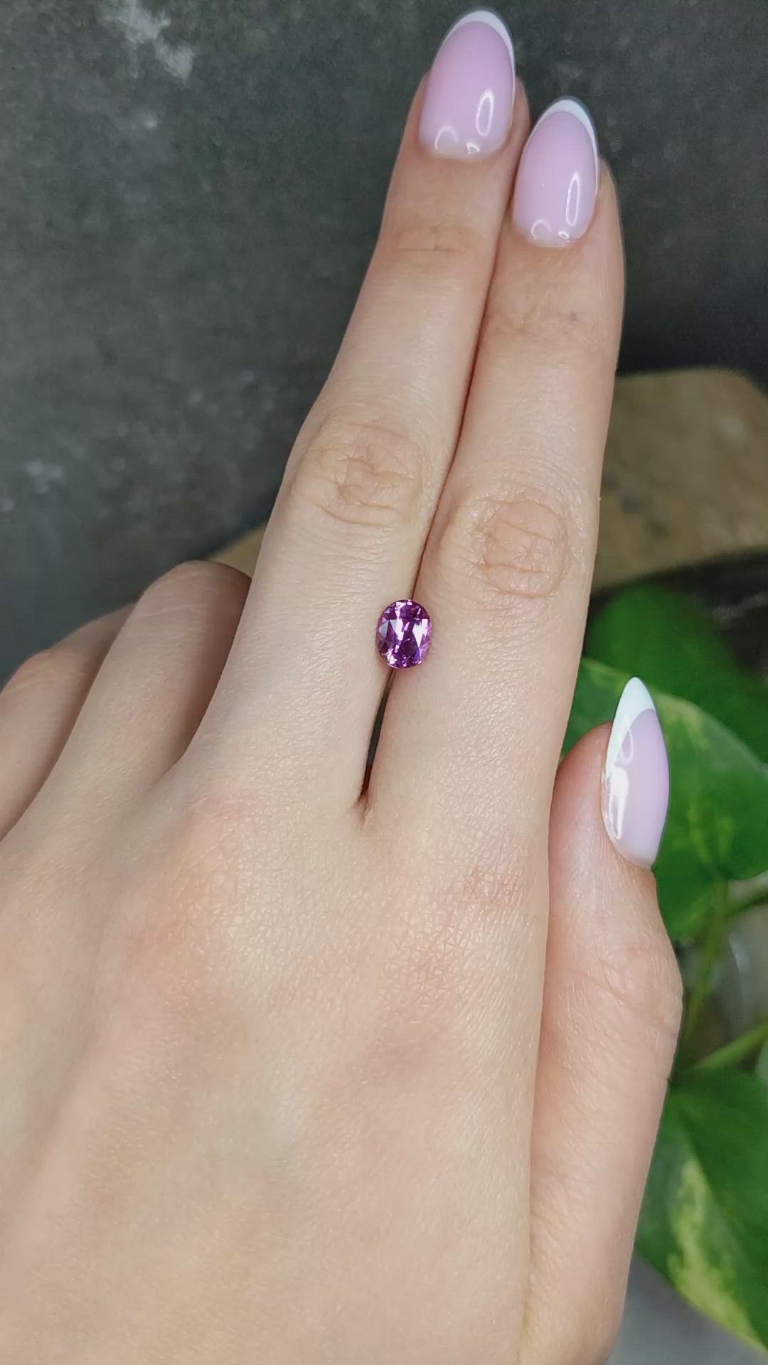 1.54 Ct. Purplish Pink Sapphire from Madagascar Size Video