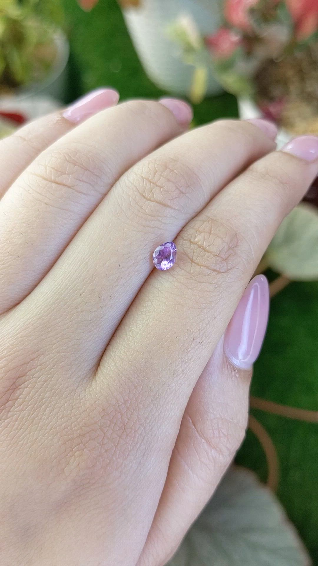 0.73 Ct. Pinkish Purple Sapphire from Ceylon (Sri Lanka) Size Video