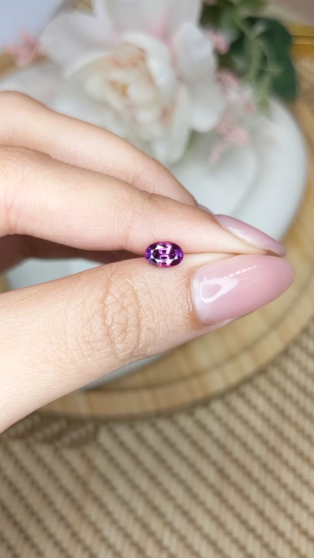 0.82 Ct. Pinkish Purple Sapphire from Ceylon (Sri Lanka) Size Video