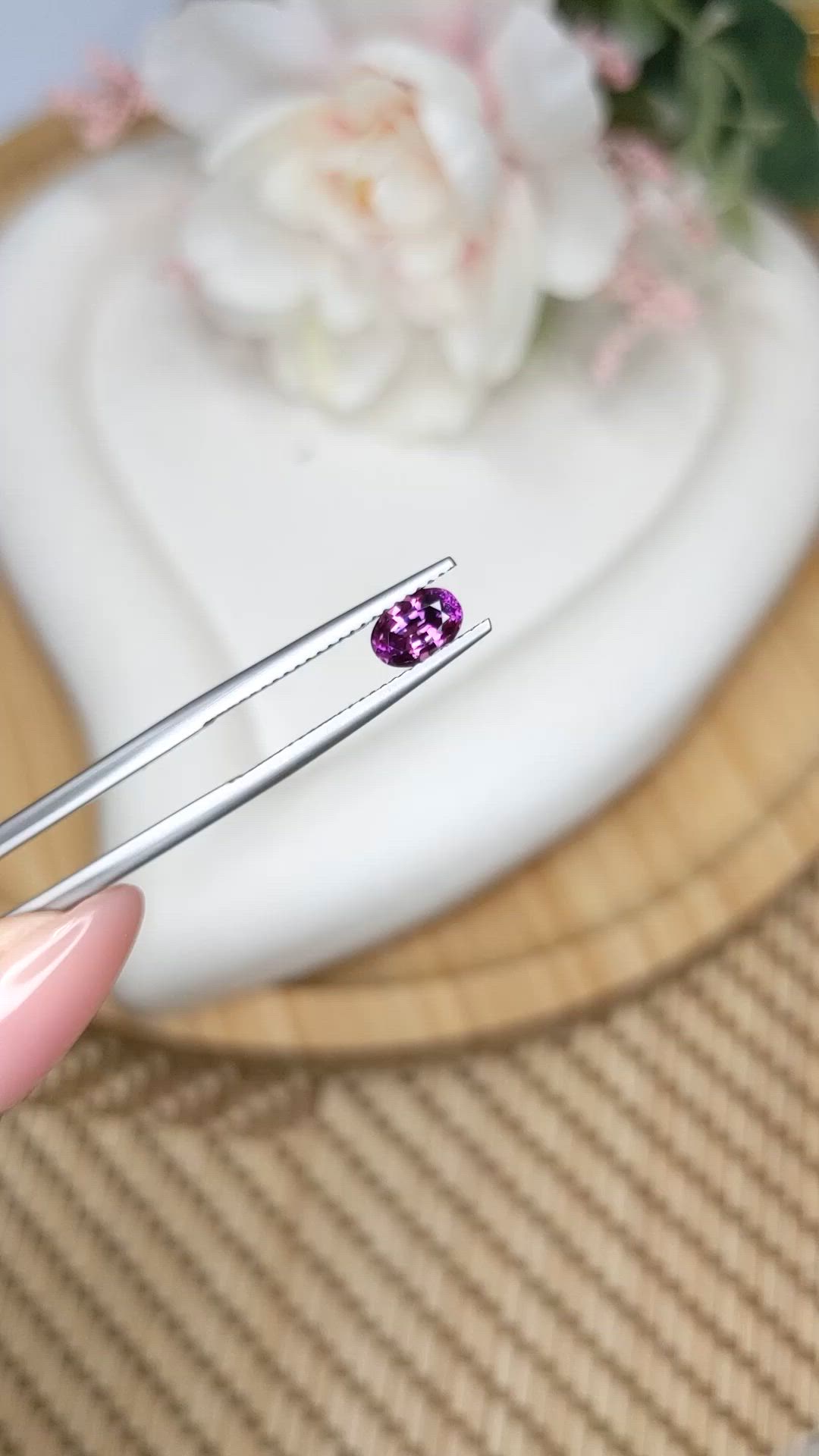 0.82 Ct. Pinkish Purple Sapphire from Ceylon (Sri Lanka) Size Video
