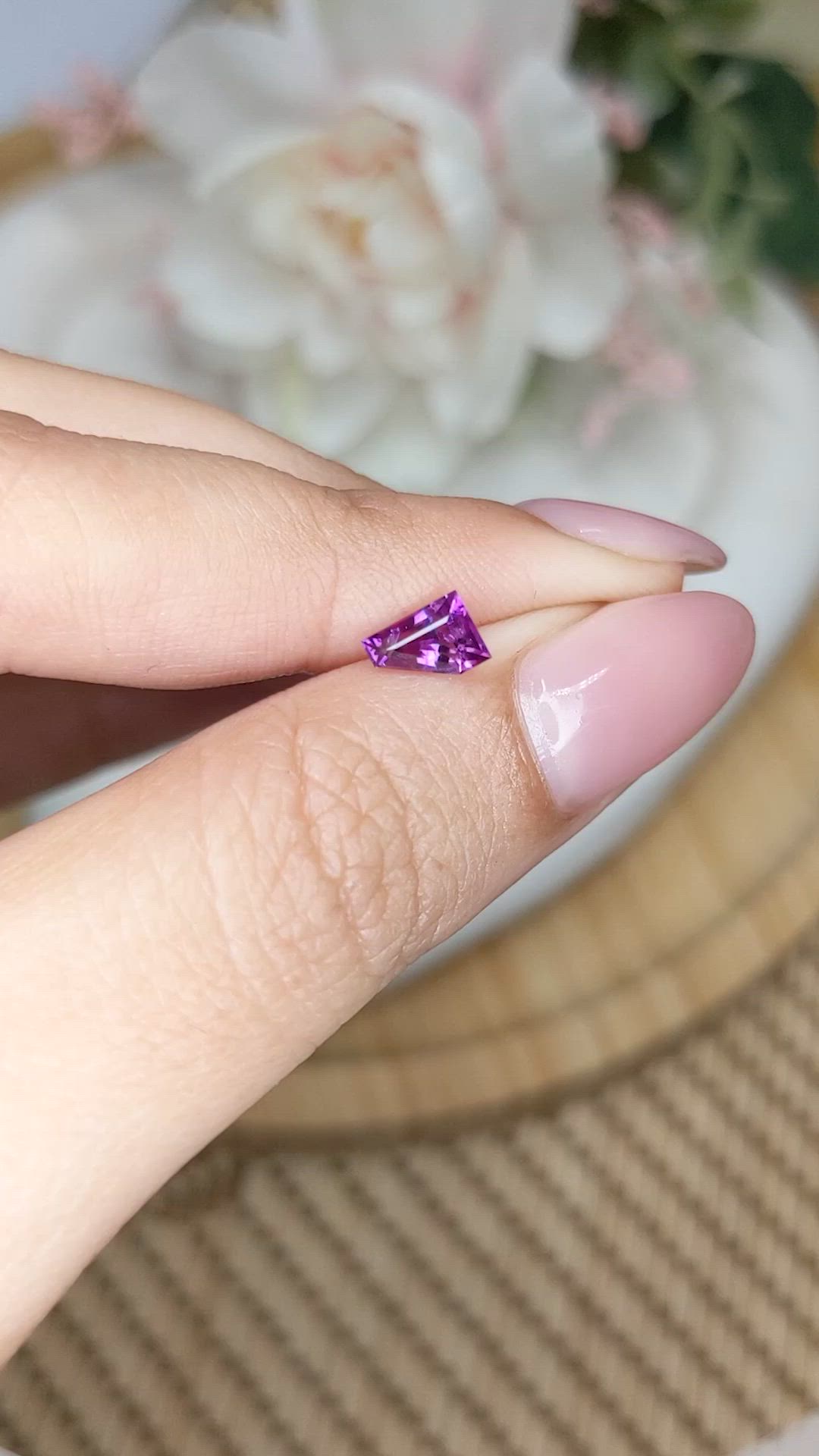 0.66 Ct. Pinkish Purple Sapphire from Ceylon (Sri Lanka) Size Video