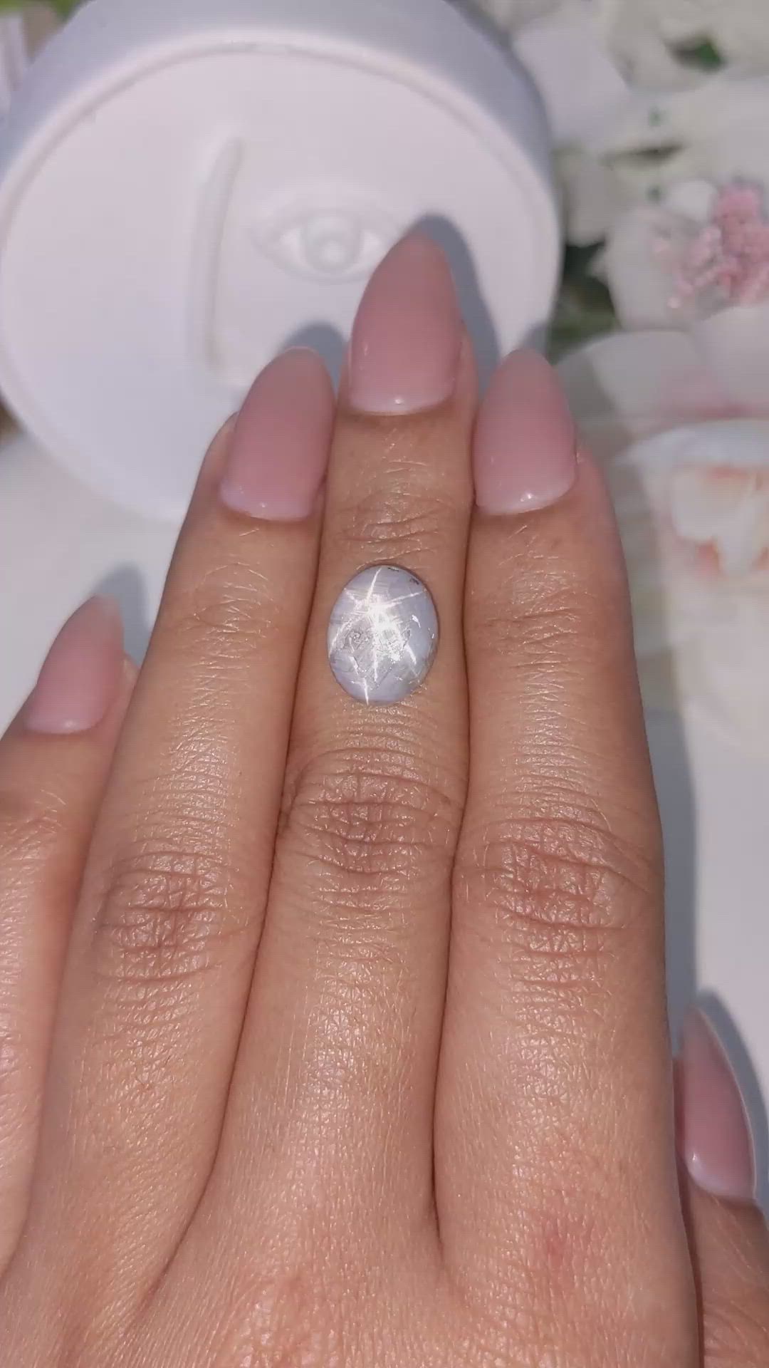 4.76 Ct. Grey Cabochon Star Sapphire from Ceylon (Sri Lanka) Size Video
