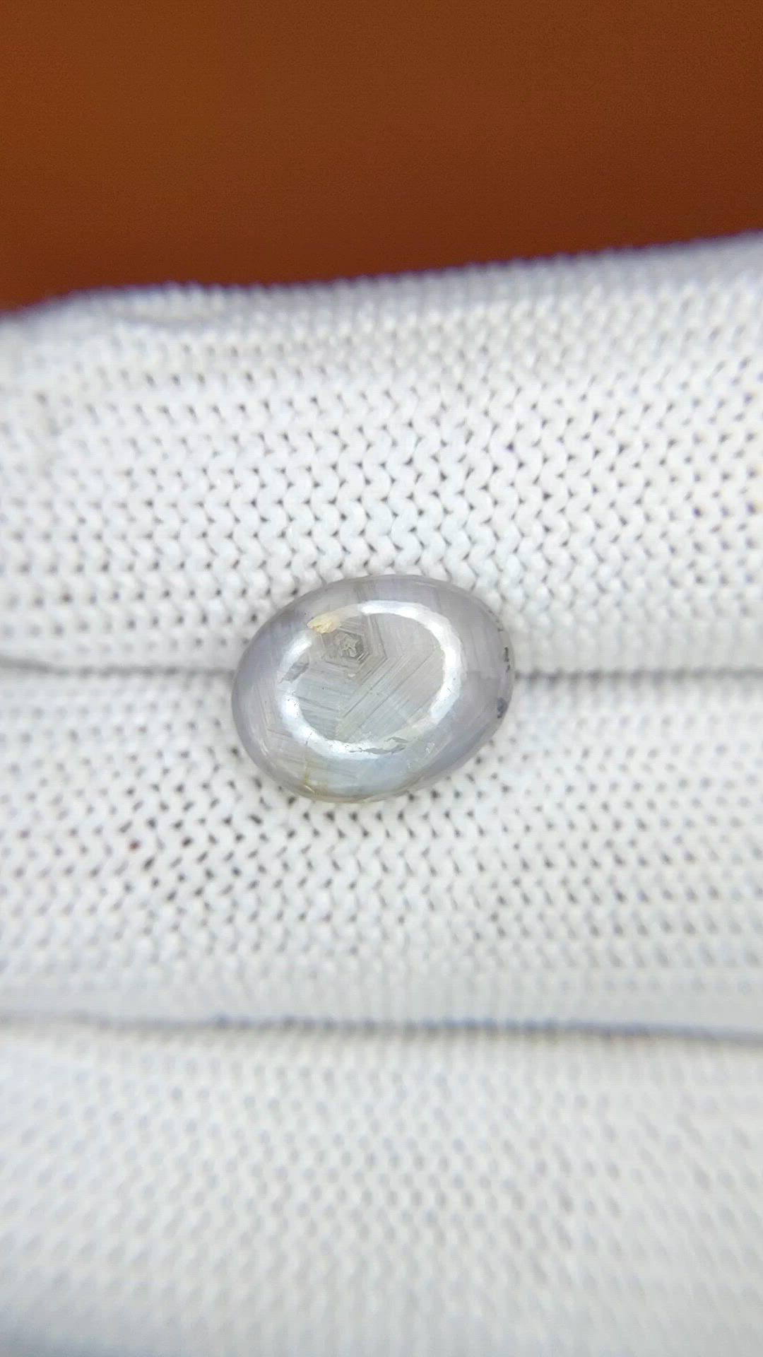 4.76 Ct. Grey Cabochon Star Sapphire from Ceylon (Sri Lanka) Size Video