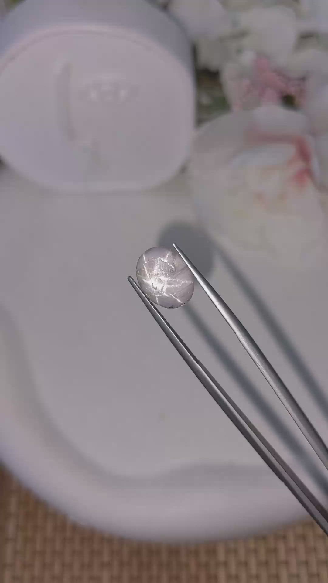 4.76 Ct. Grey Cabochon Star Sapphire from Ceylon (Sri Lanka) Size Video