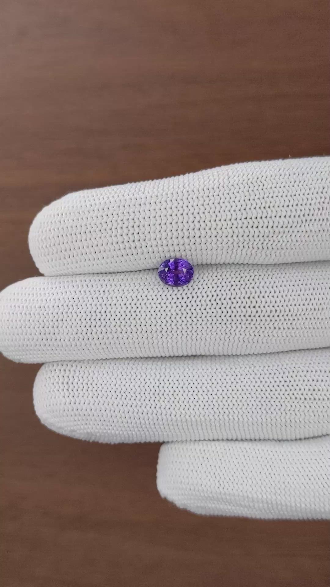 1.21 Ct. Bluish Purple Sapphire from Tanzania Size Video