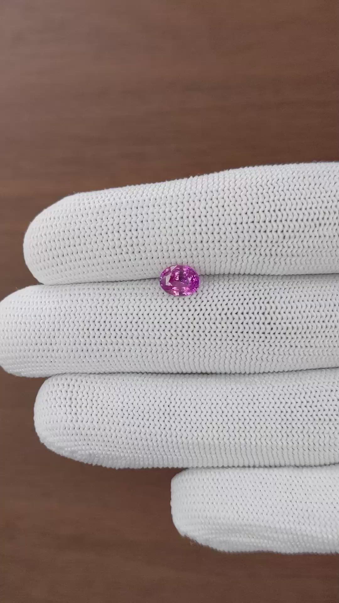 1.08 Ct. Purplish Pink Sapphire from Ceylon (Sri Lanka) Size Video