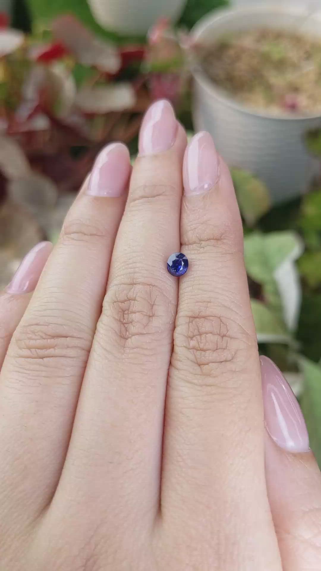 0.68 Ct. Purplish Blue Sapphire from Ceylon (Sri Lanka) Size Video