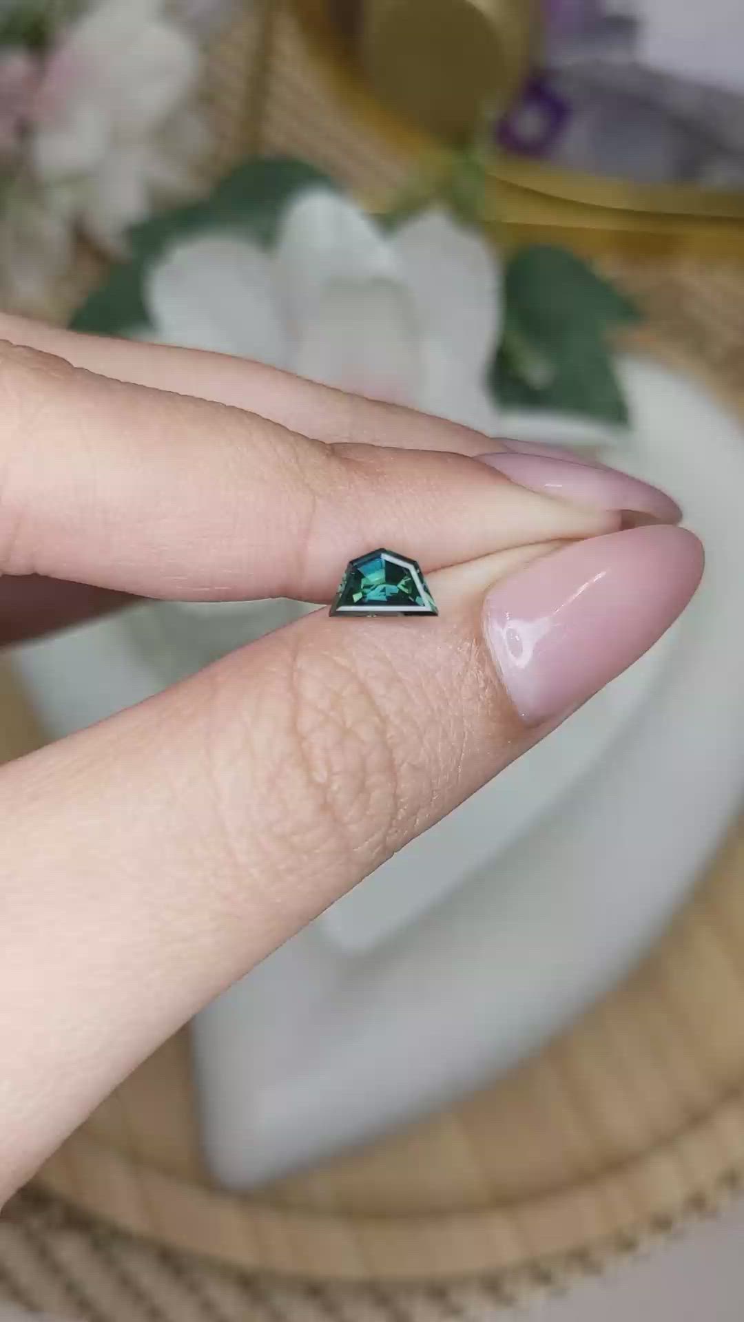 0.87 Ct. Bluish Green Sapphire from Ceylon (Sri Lanka) Size Video