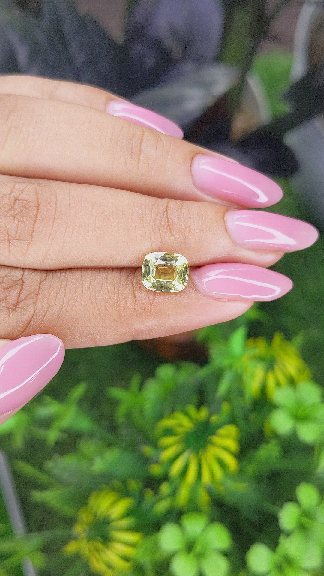 2.06 Ct. Yellowish Green Sapphire from Tanzania Size Video