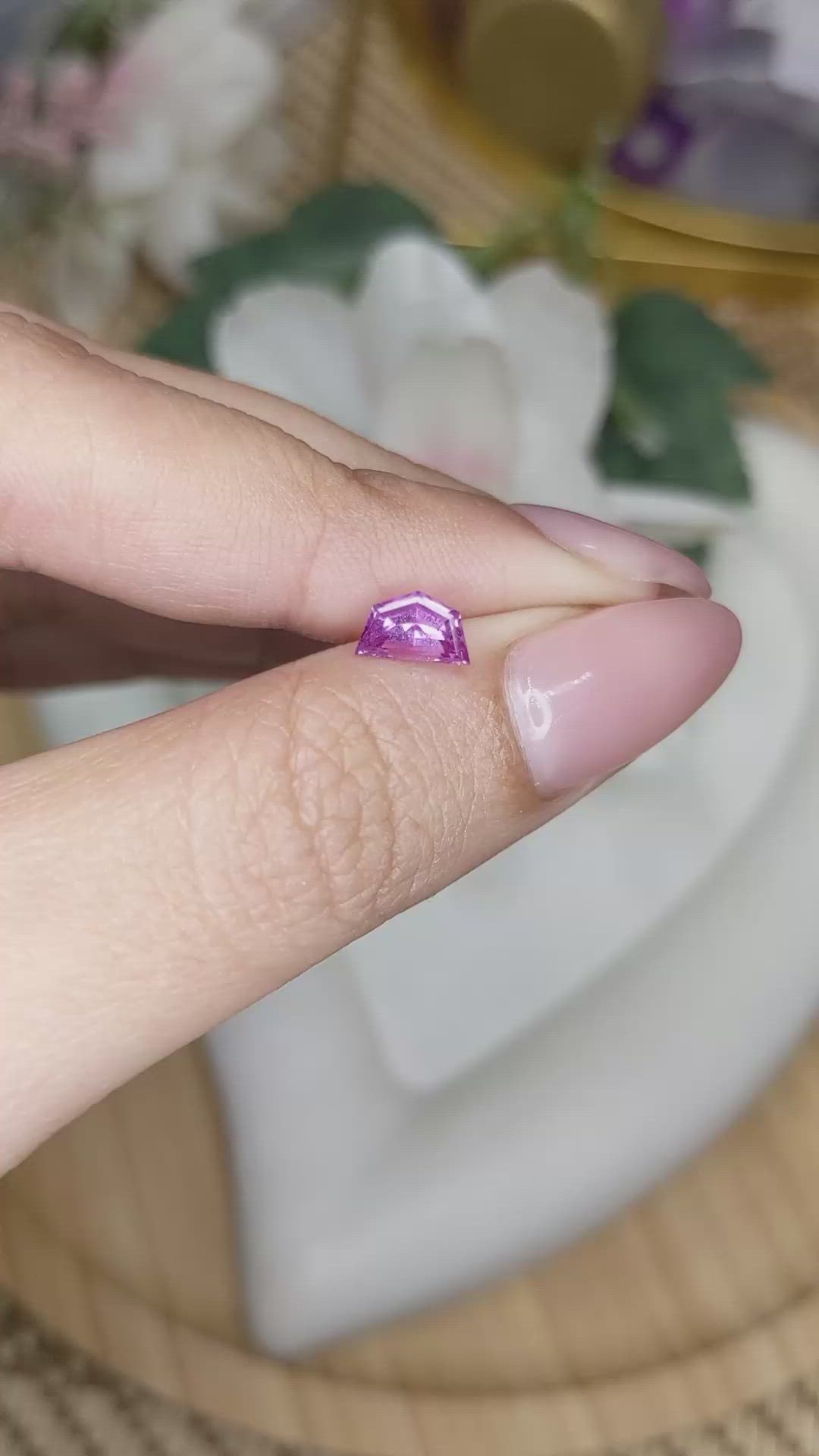 0.93 Ct. Purplish Pink Sapphire from Ceylon (Sri Lanka) Size Video
