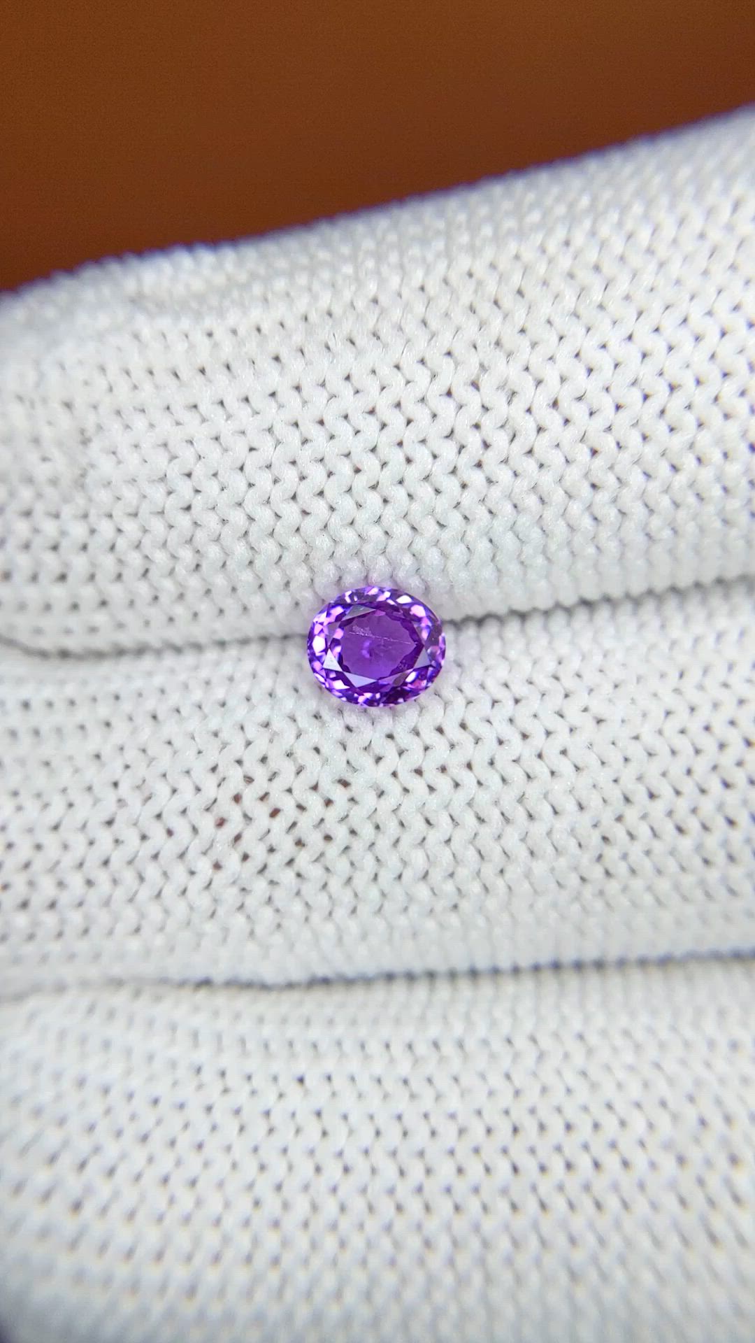 0.68 Ct. Purple Sapphire from Ceylon (Sri Lanka) Size Video