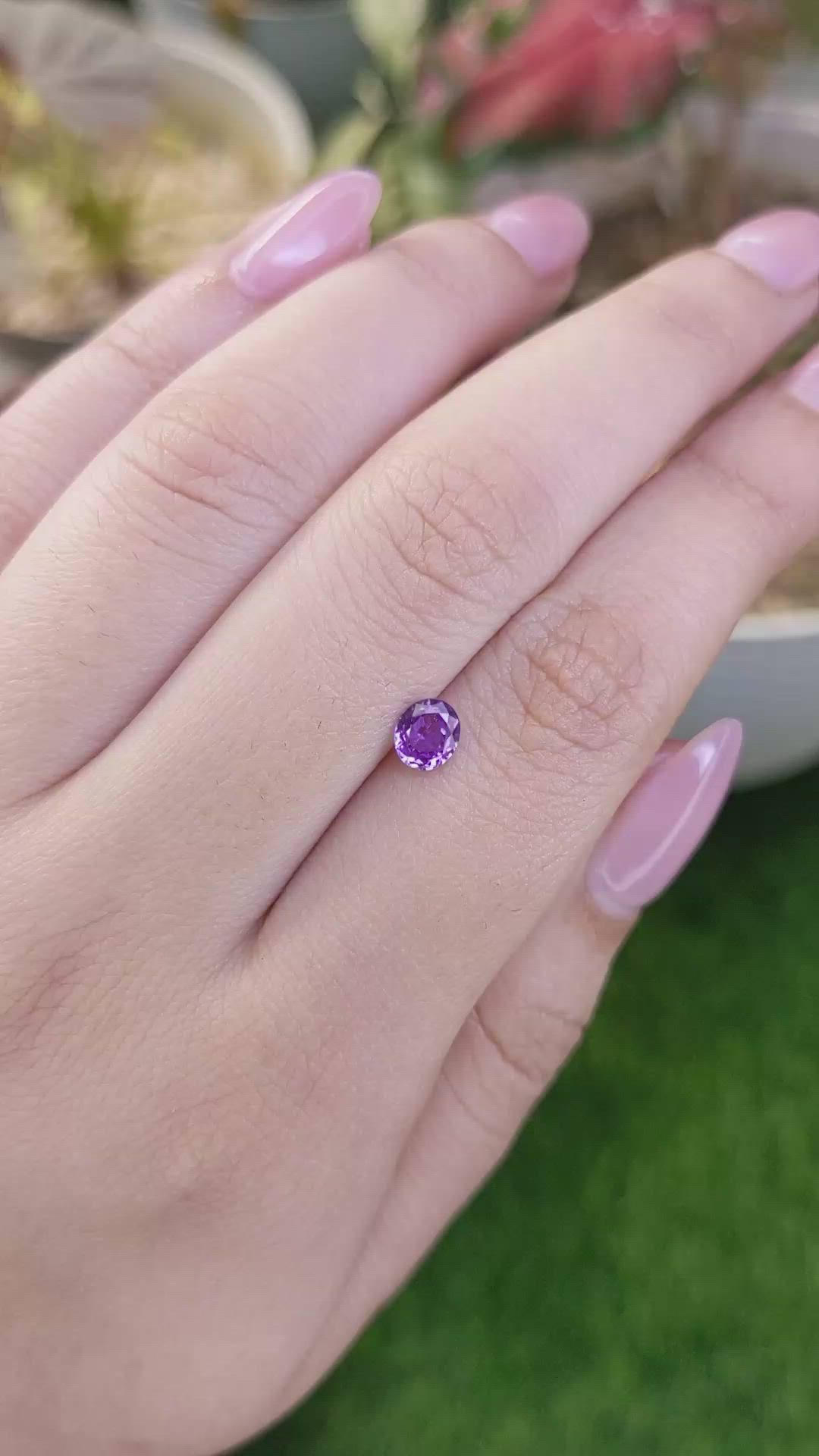 0.68 Ct. Purple Sapphire from Ceylon (Sri Lanka) Size Video