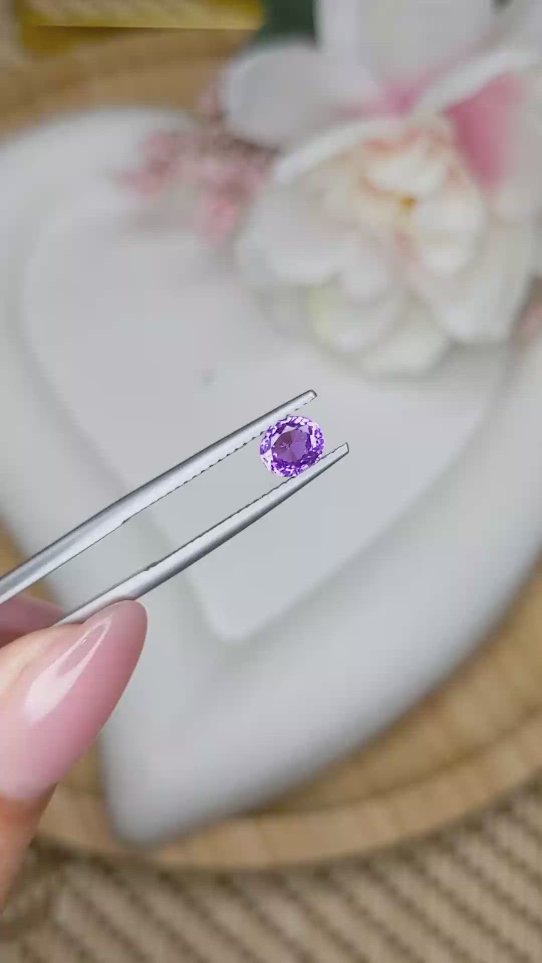 0.68 Ct. Purple Sapphire from Ceylon (Sri Lanka) Size Video