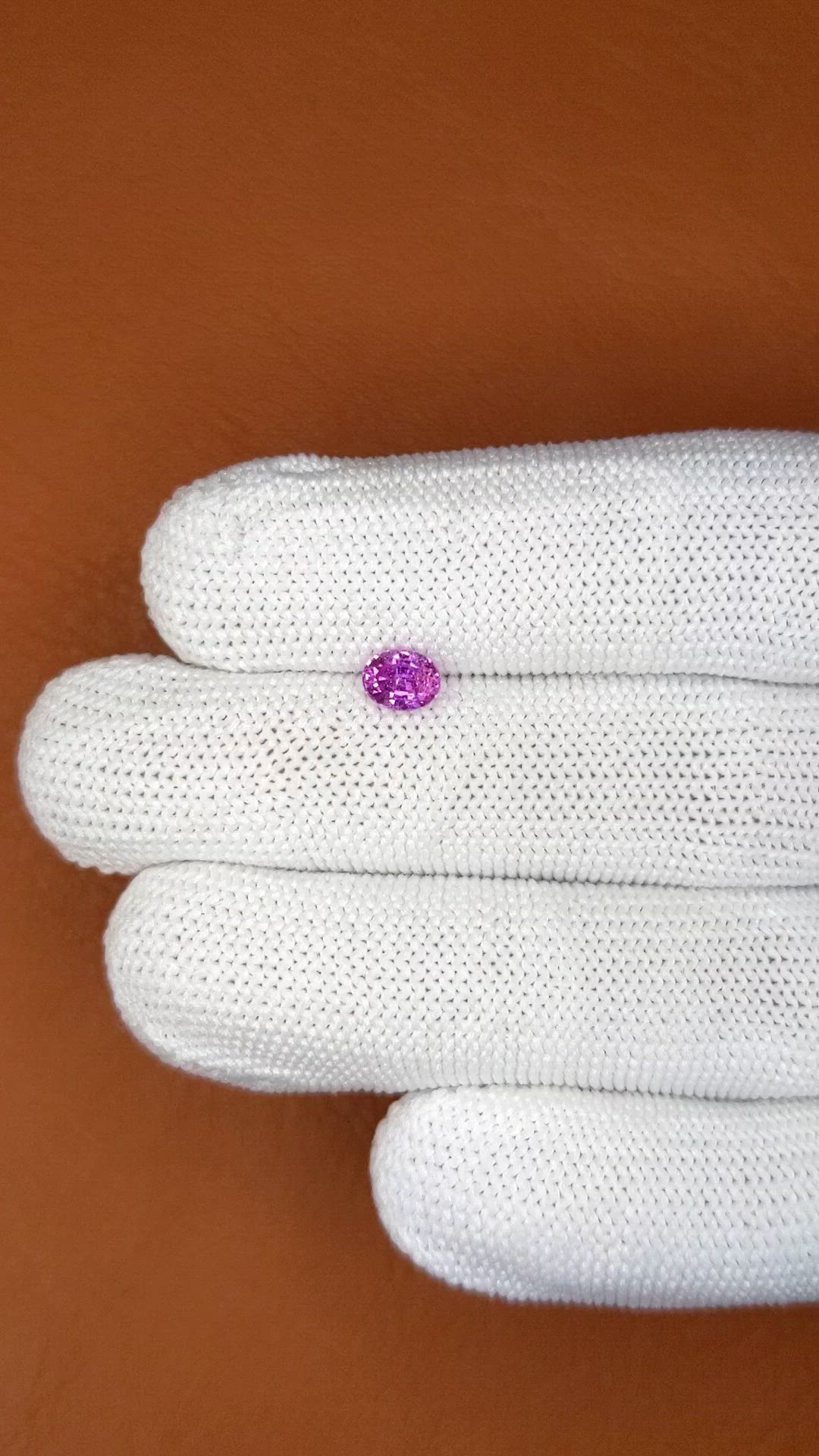 0.89 Ct. Purplish Pink Sapphire from Ceylon (Sri Lanka) Size Video