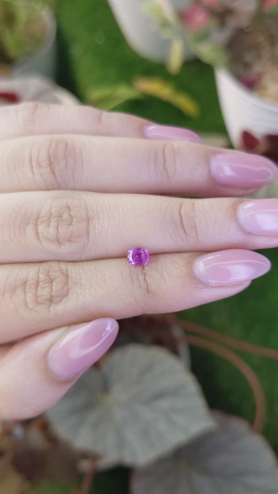 0.73 Ct. Purplish Pink Sapphire from Ceylon (Sri Lanka) Size Video