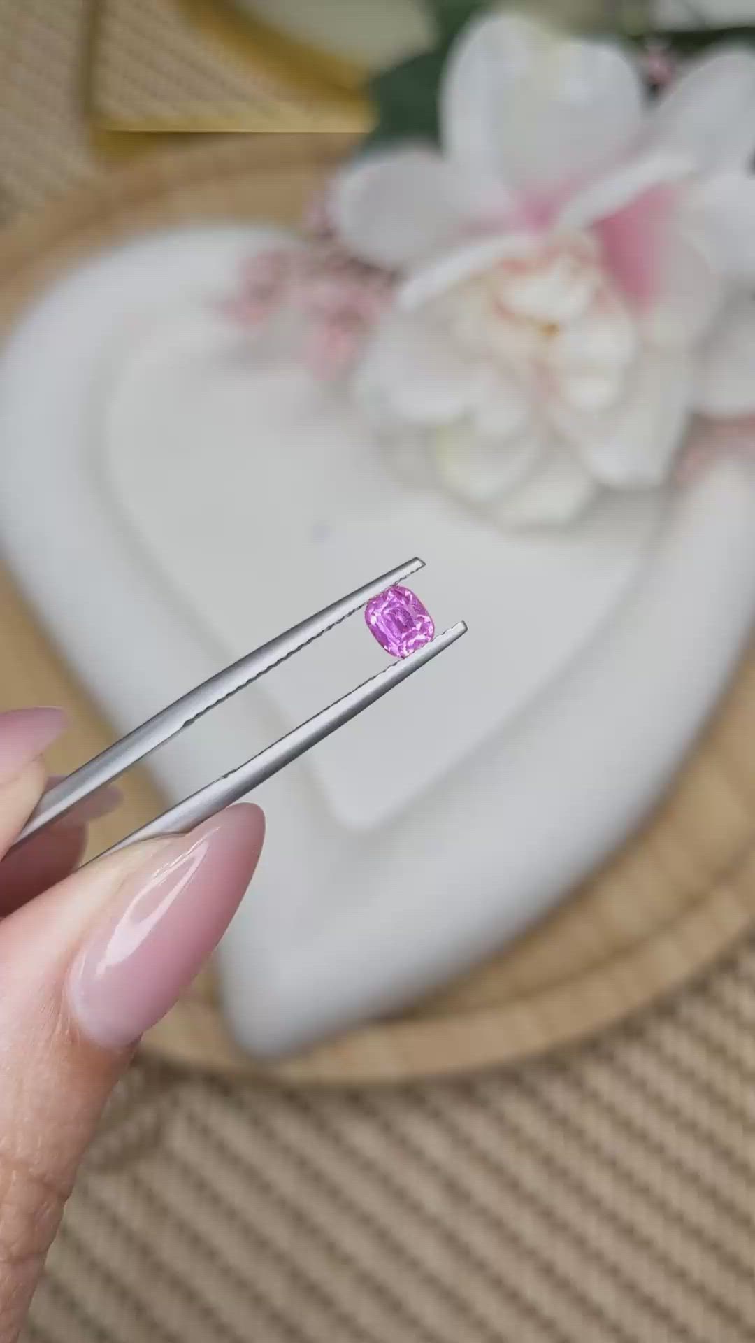 0.73 Ct. Purplish Pink Sapphire from Ceylon (Sri Lanka) Size Video