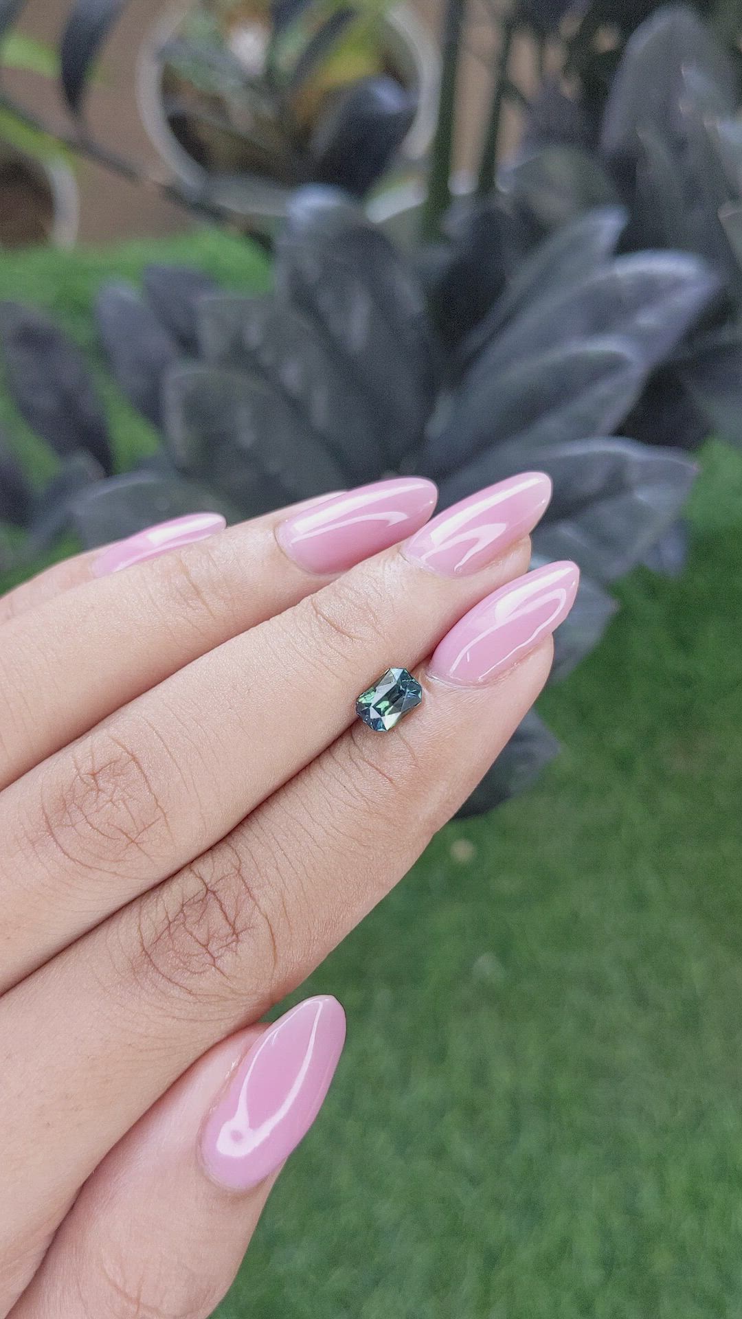 0.91 Ct. Bluish Green Sapphire from Madagascar Size Video