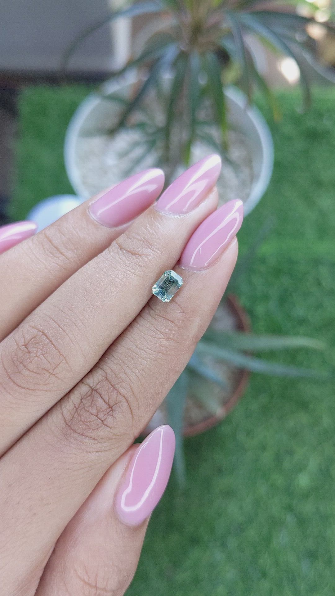 0.89 Ct. Bluish Green Sapphire from Madagascar Size Video