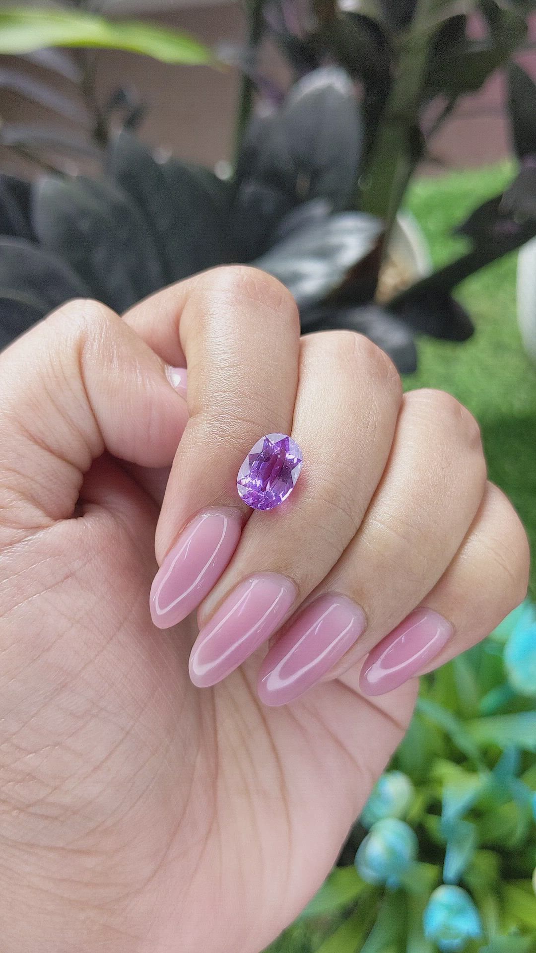 3.00 Ct. Pinkish Purple Sapphire from Tanzania Size Video