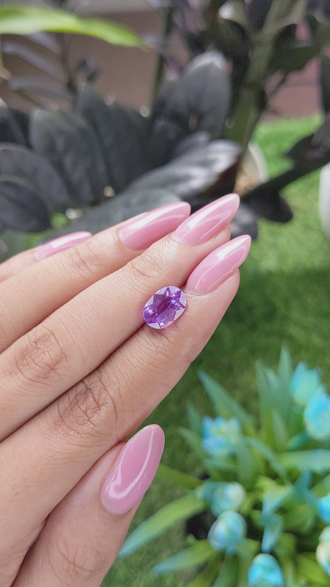 3.00 Ct. Pinkish Purple Sapphire from Tanzania Size Video