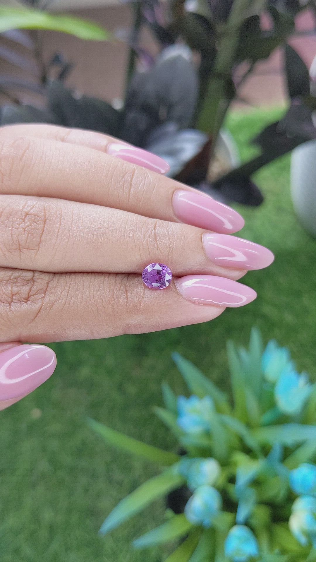 1.11 Ct. Pinkish Purple Sapphire from Madagascar Size Video