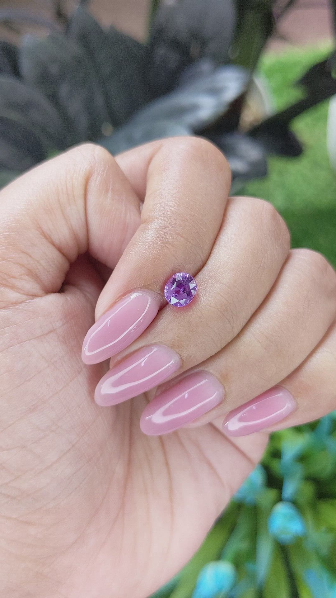 1.11 Ct. Pinkish Purple Sapphire from Madagascar Size Video