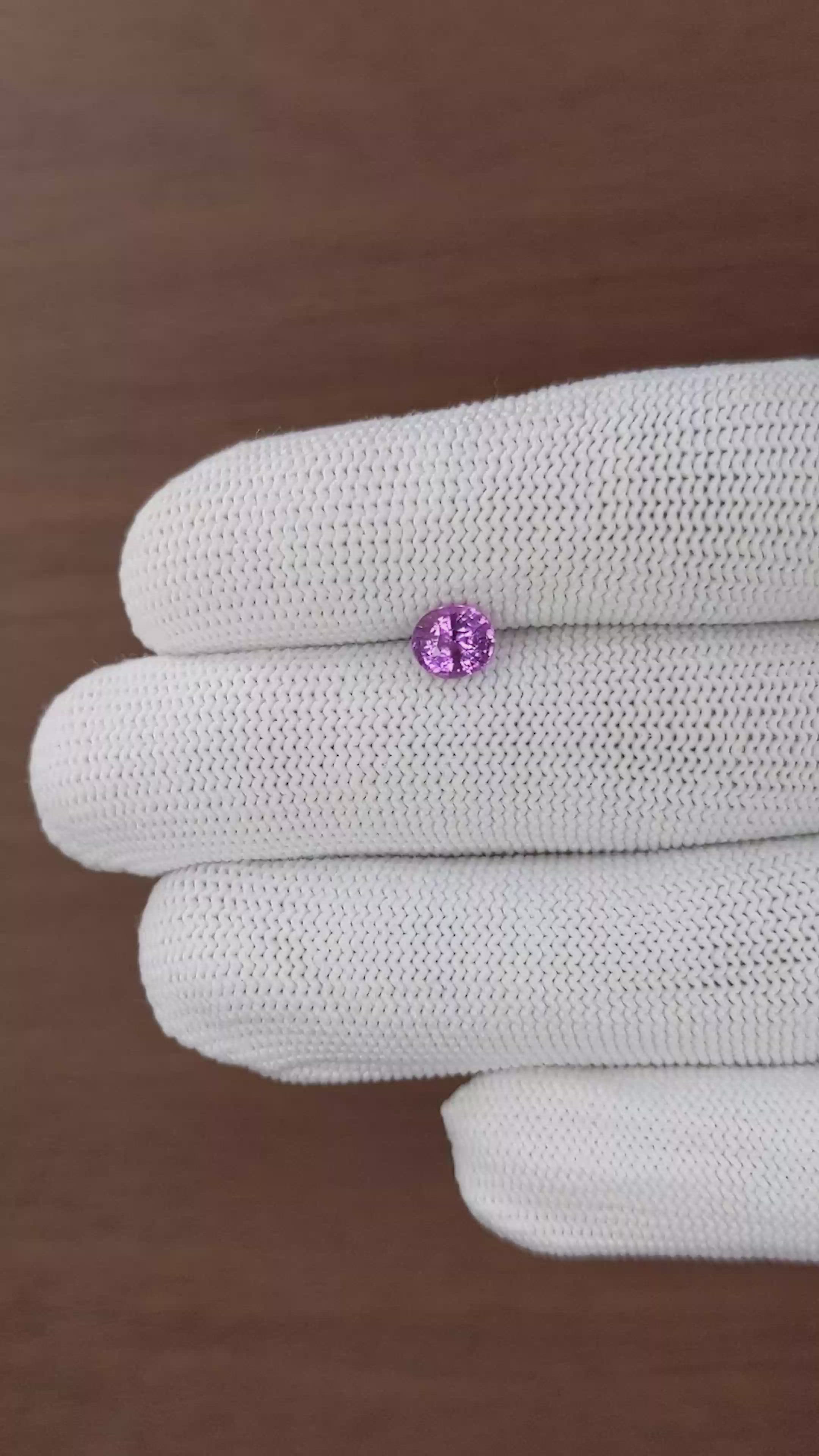 1.11 Ct. Pinkish Purple Sapphire from Madagascar Size Video