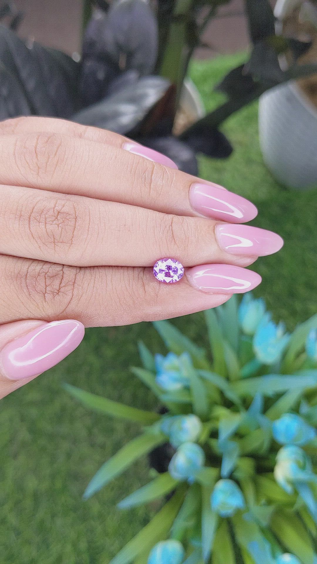 1.24 Ct. Pinkish Purple Sapphire from Madagascar Size Video