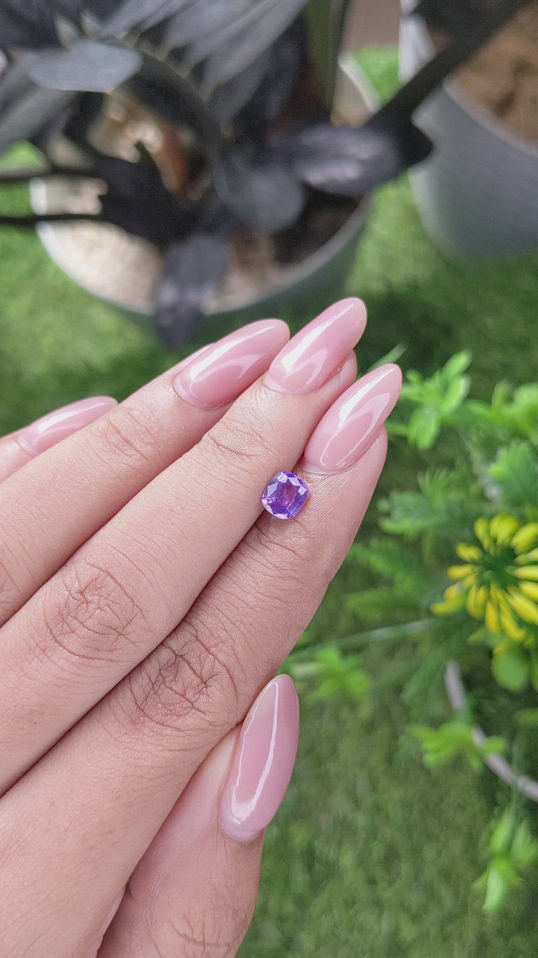 0.82 Ct. Pinkish Purple Sapphire from Tanzania Size Video