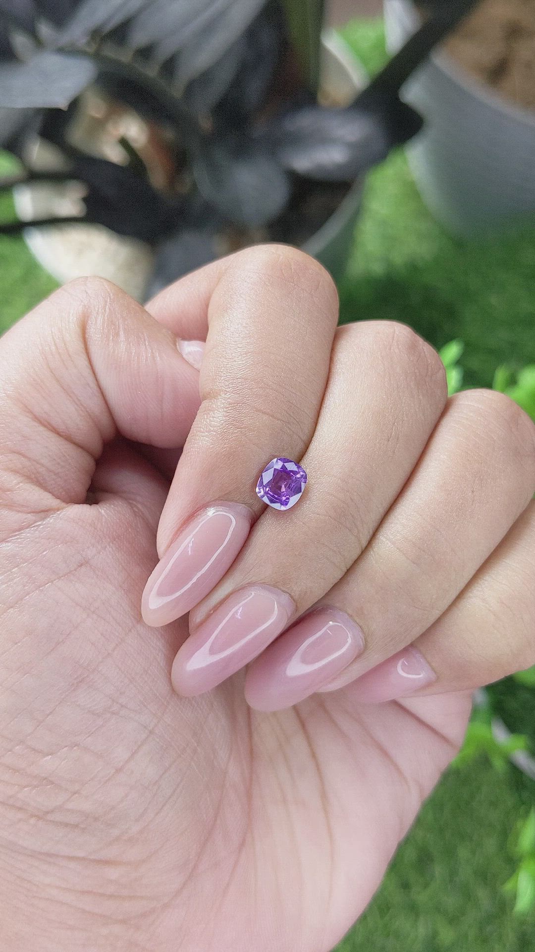 0.82 Ct. Pinkish Purple Sapphire from Tanzania Size Video