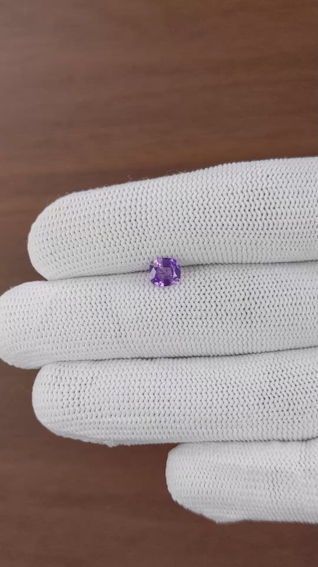 0.82 Ct. Pinkish Purple Sapphire from Tanzania Size Video