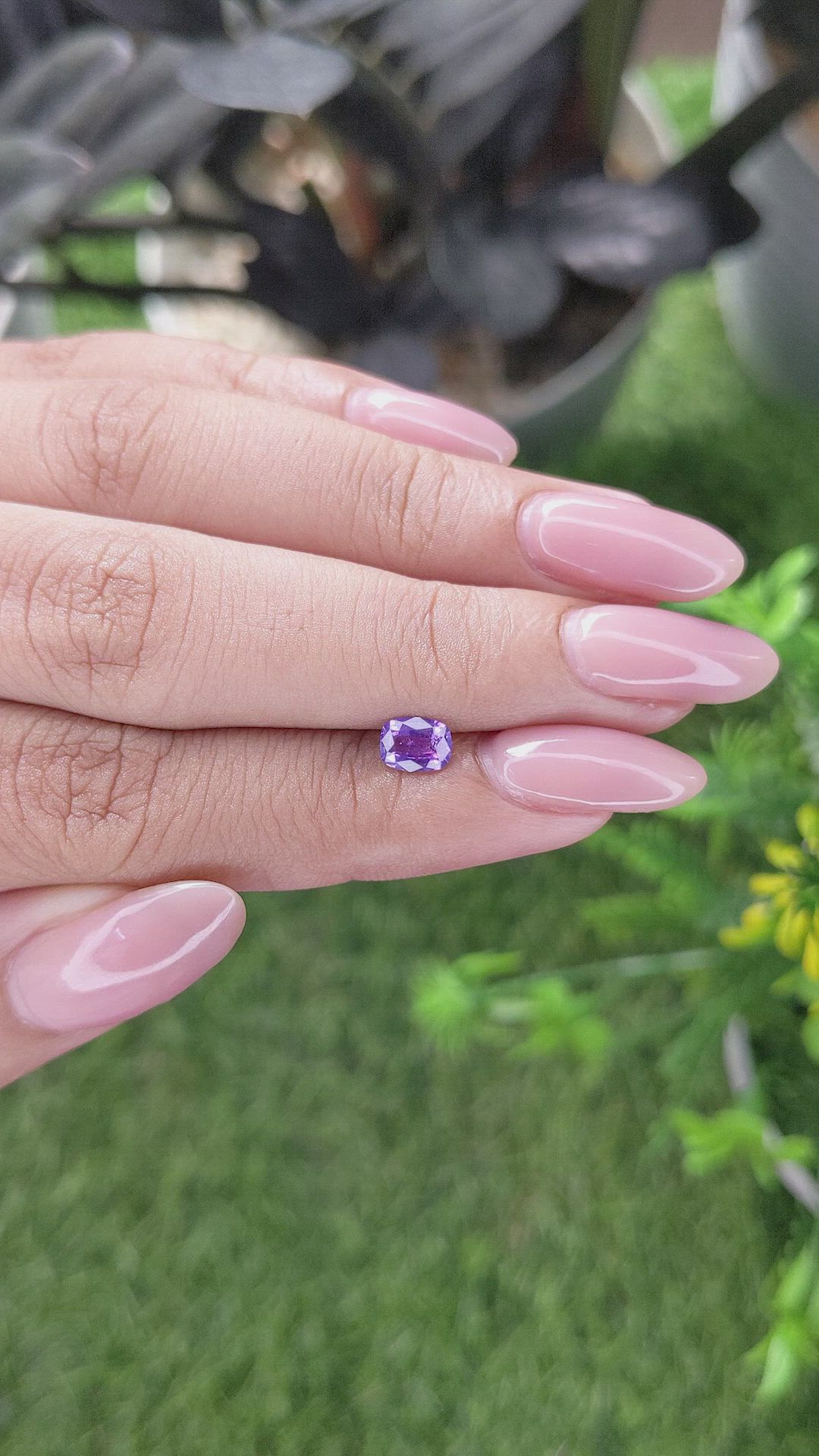 0.57 Ct. Pinkish Purple Sapphire from Tanzania Size Video