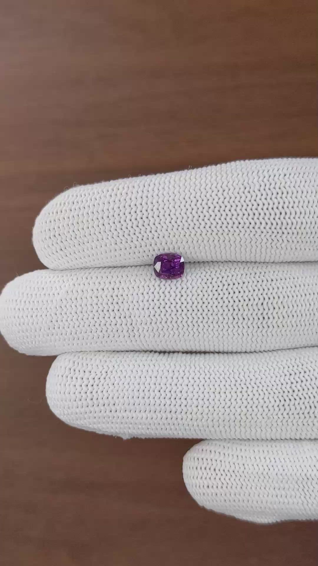 0.79 Ct. Pinkish Purple Sapphire from Tanzania Size Video