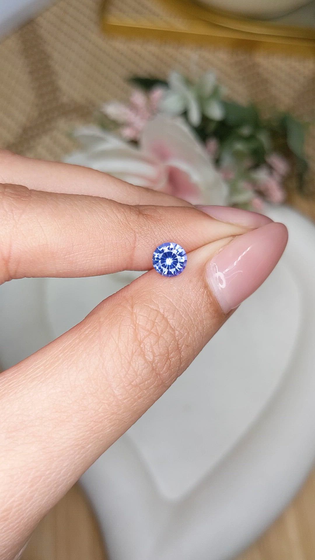 0.77 Ct. Purplish Blue Sapphire from Ceylon (Sri Lanka) Size Video