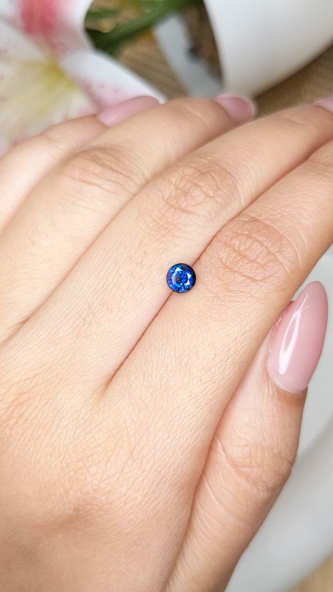 0.64 Ct. Blue Sapphire from Ceylon (Sri Lanka) Size Video