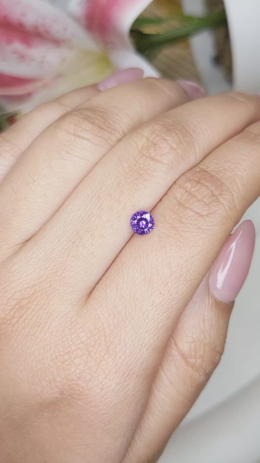 0.53 Ct. Purple Sapphire from Ceylon (Sri Lanka) Size Video